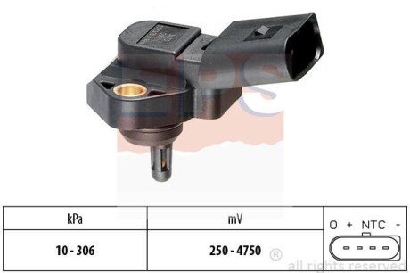 VW Датчик тиску у впускному трубопроводі BORA Variant (1J6) 1.9 TDI 01-05, GOLF IV Variant (1J5) 1.9 TDI 01-06, SEAT TOLEDO II 1.9 TDI 00-04 EPS 1.993.073