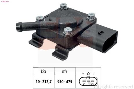 BMW датчик тиску відпрацьованих газів ВГ 1 E81/87,F20,2 F22,3 E90,F30,4 F32,5 E60,F10,6,7 F01,X1,X3 F25,X4 F26,X5 E70,Mini EPS 1.993.312