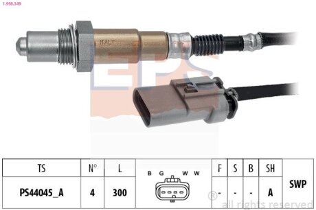 OPEL Лямбда-зонд ASTRA K 1.0/1.4 15-, INSIGNIA 1.5 17- EPS 1.998.349