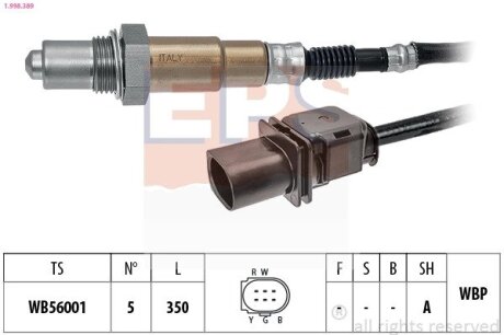 RENAULT Лямбда-зонд FORD, JEEP, OPEL, AUDI, HONDA, KIA, PORSCHE, FIAT, HYUNDAI, NISSAN EPS 1.998.389