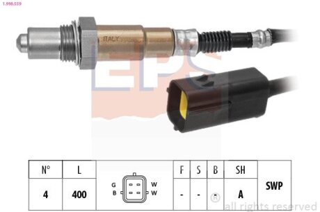 CHEVROLET Лямбда-зонд AVEO / KALOS 1.2 08-, LACETTI (J200) 1.6 05-, LACETTI 1.6 04- EPS 1.998.559