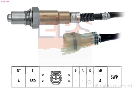 SUBARU Лямбда-зонд JUSTY 1.3/1.5 01-, SUZUKI SX4 1.5/1.6 06-10, SWIFT 1.3-1.6 05- EPS 1.998.563