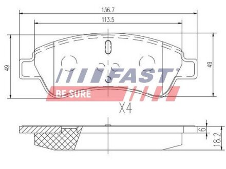 Колодки гальмівні Citroen Berlingo 08 Перед Без Датчика FAST FT29519 (фото 1)