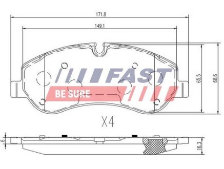 Колодки гальмівні Ford Transit 13 Перед Без Датчика FAST FT29549