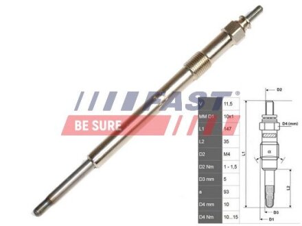 Свічка розжарювання FAST FT82736