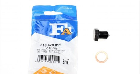 FISCHER пробка піддону + шайба (злив мастила) M14x1,5 L=15mm VW,AUDI,VOLVO OAS 086 259.150 (14*20*1,5) Fischer Automotive One (FA1) 518.470.011