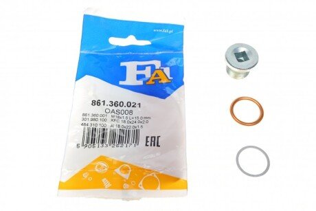 Пробка піддону автомобіля Fischer Automotive One (FA1) 861.360.021