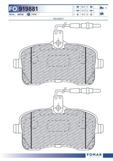 Колодки гальмівні дискові FOMAR FO 919881
