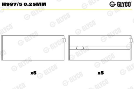 Комплект вкладишів двигуна Glyco H997/5 0.25MM