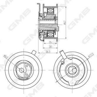 Ролик натяж.AUDI,SEAT,VW 1,9D/1,9TD/1,9TDI/1,9SDI GMB GTB0270 (фото 1)