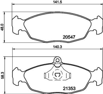 OPEL гальмівні колодки передні Astra F 91-,Vectra A 88-,Daewoo Lanos,Nexia HELLA 8DB 355 007-531