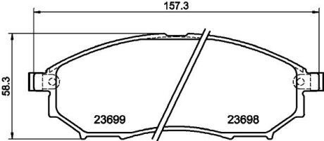 Колодки гальмівні дискові комплект; передн. HELLA 8DB355013141