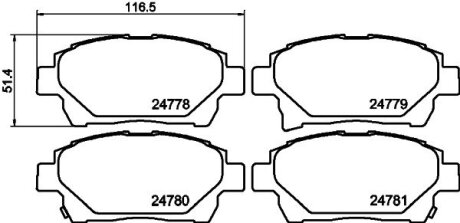 Колодки гальмівні дискові комплект; передн. HELLA 8DB355014601