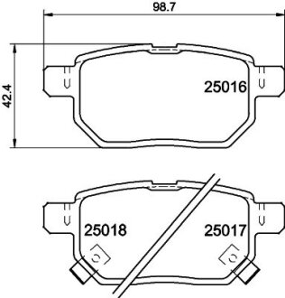 Колодки гальмiвнi дискові комплект; задн. HELLA 8DB355014991