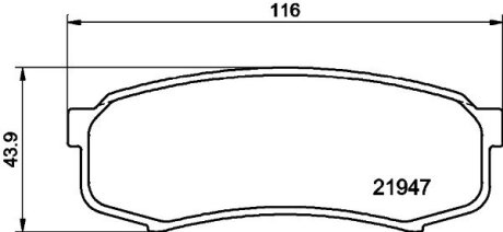 Колодки гальмівні дискові комплект; задн. HELLA 8DB355016831