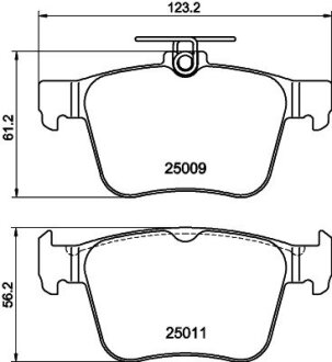 Колодки гальмівні дискові комплект; задн. HELLA 8DB355020261