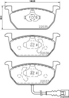 Колодки гальмівні дискові комплект; передн. HELLA 8DB355021951