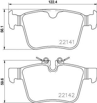 LANDROVER К-т задних торм. колодок Discovery Sport 2,0-2,2 14-, Range Rover Evoque 2,0-2,2 11- HELLA 8DB 355 023-361