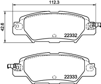 Колодки гальмівні дискові комплект; задн. HELLA 8DB355025461