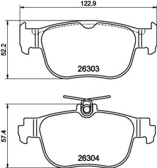 Комплект гальмівних накладок, дискове гальмо HELLA 8DB355040981