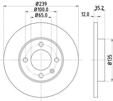 PRO VW Гальмівний диск передн. Audi 80, Golf I,II,III,Passat,Vento HELLA 8DD 355 100-131 (фото 1)