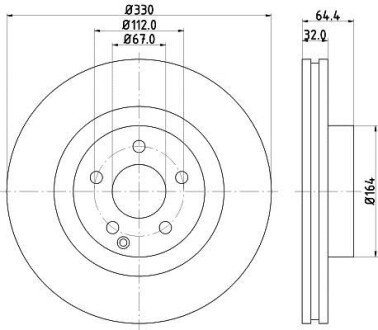 DB диск гальмівний передній W211 1,8-3,5 02-. HELLA 8DD 355 109-431