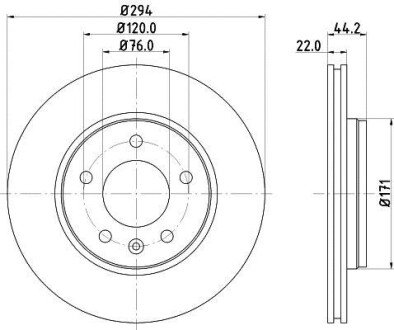 PRO VW Гальмівний диск задн.(вентил.) T5 03- (294*21,9) HELLA 8DD 355 109-701