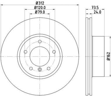 PRO BMW гальмівний диск передн. 3 E90 07- HELLA 8DD 355 115-381