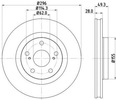 Диск гальмівний з покриттям PRO; передн. HELLA 8DD355118561