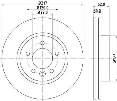 PRO LAND ROVER Гальмівний диск передн. DISCOVERY III, DISCOVERY IV, RANGE ROVER SPORT I HELLA 8DD 355 118-641