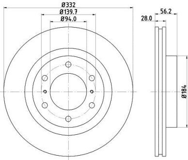 PRO MITSUBISHI Диск гальмівний передн. Pajero IV 07- HELLA 8DD 355 119-081