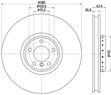 PRO HIGH CARBON BMW Гальмівний диск передн. лівий X5 (E70), X5 (F15, F85), X6 (E71, E72) HELLA 8DD 355 120-721