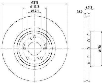 HONDA диск гальм. передн. CR-V 15- HELLA 8DD 355 125-321