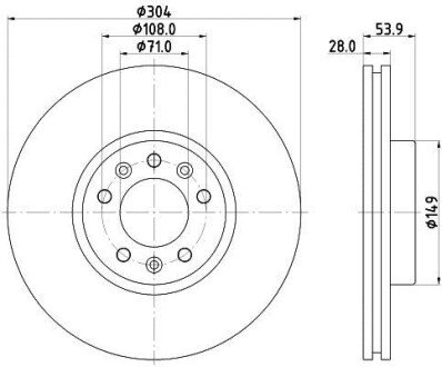 Диск гальмівний з покриттям PRO; передн. HELLA 8DD 355 125-411