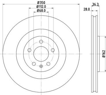 PRO HIGH CARBON AUDI Гальмівний диск задн. A6 Allroad C8 19-, E-TRON 19-, Q7 15- HELLA 8DD 355 126-421