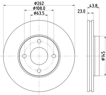 PRO FORD Диск гальмівний передній FIESTA VII 1.0 EcoBoost 17- HELLA 8DD 355 126-601