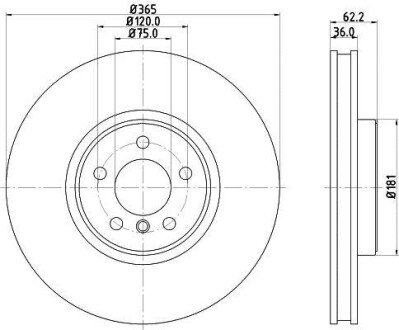 PRO HIGH CARBON BMW Диск гальм. передній X5 E70, X6 E71 HELLA 8DD 355 129-311 (фото 1)