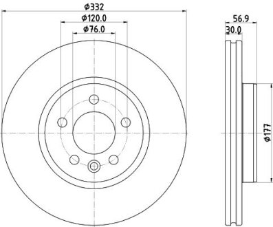 PRO HIGH CARBON VW Диск гальмівний передн. AMAROK 2.0 11- HELLA 8DD 355 132-561