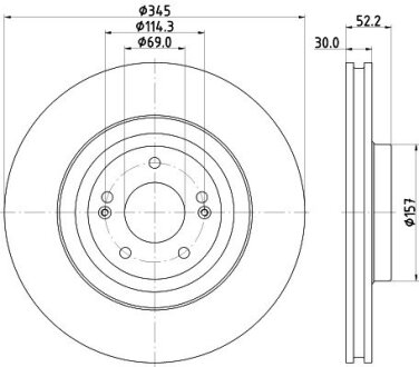 PRO HYUNDAI Гальмівний диск передн. i30 2.0 17- HELLA 8DD 355 132-681