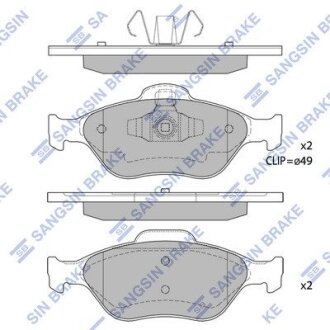 Комплект гальмівних колодок з 4 шт. дисків Hi-Q (SANGSIN) SP1565