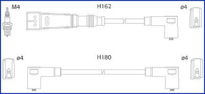 HUCO VW К-кт высоковольтных проводов 80,100,Passat 2.0/2.2 HITACHI 134715