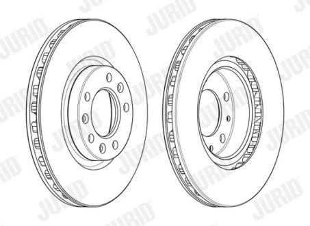 PEUGEOT Гальмівний диск передній 308 II 1.2 1.6 2013-D=283MM Jurid 562991JC-1