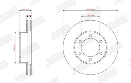 TOYOTA Гальм. диск передн. SEQUOIA 4.7 (UCK35) 04-07, TUNDRA 4.7 99-06 Jurid 563859J (фото 1)