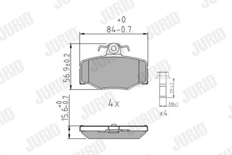 Гальмівні колодки задн. NISSAN Almera 1,5-2,2 00- Primera 1,6/2,0 93-01 Jurid 571421J