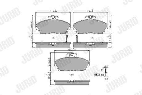 HONDA колодки гальмівні передні Concerto 1.5 16V 90-,Civic VI,VII,Rover 200,400,45,800 Jurid 571438J