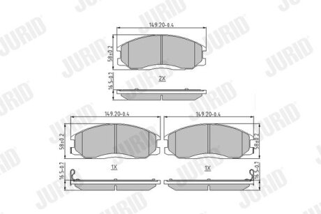 HYUNDAI гальмівні колодки передні H-1,Santa Fe 01-,SsangYong Actyon,Kyron,Rexton 02- Jurid 572453J