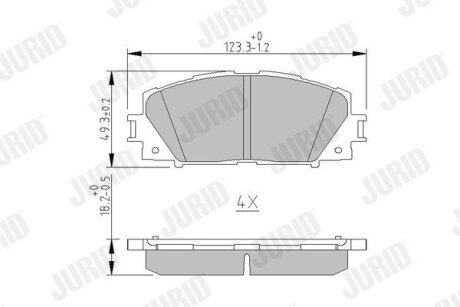 TOYOTA колодки гальмівні дискові YARIS 1.0 10-, YARIS / VIOS 1.3 05-13 Jurid 572578J