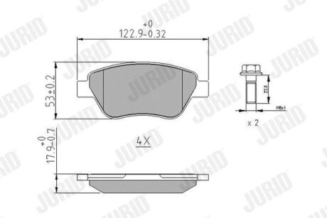 FIAT гальмівна колодка передн.Doblo 1.3JTD 1.9JTD 1.4i 05- Jurid 573170J