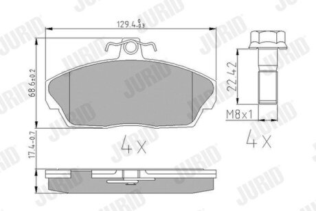 LANDROVER Гальмівні колодки передн.Freelander 98- Jurid 573203J