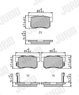 HONDA гальмів.колодки задн.Accord 03-,CR-V II,Stream 01- Jurid 573375J